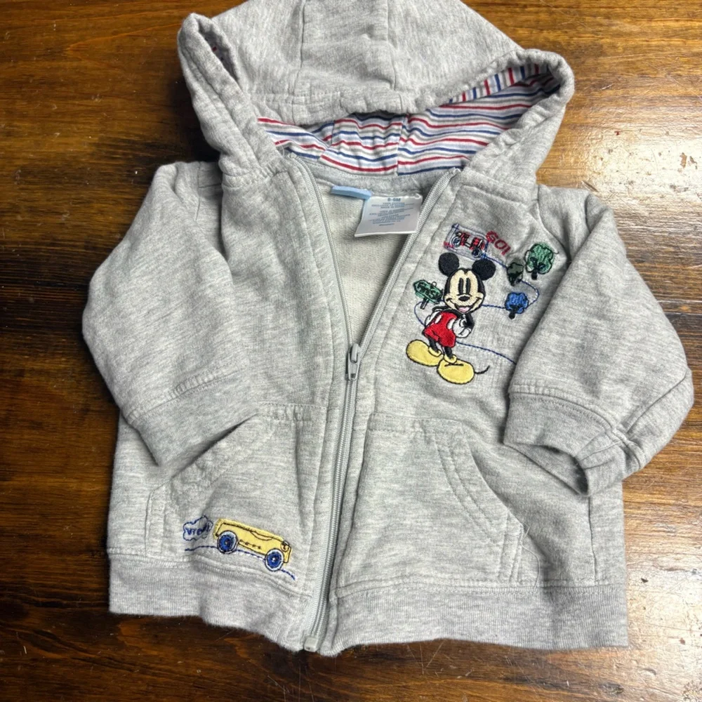 Disney Gray Mickey‎ Mouse Zip Up Jacket Size 6-9 Months